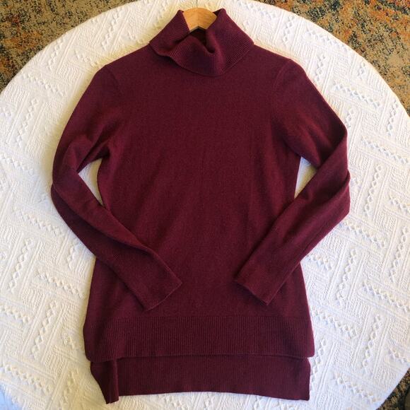 ANTONIO MELANI Sweaters - Antonio Melani Cashmere Turtleneck Sweater Maroon Small Minimalist Dark Academia